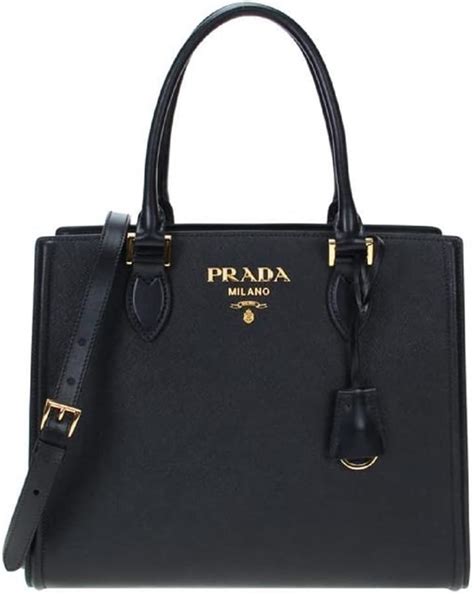 Prada Saffiano Lux Black Medium Satchel Handbag 1BA227